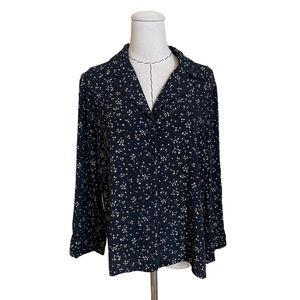 Ganni Designer Printed Crepe Shirt Black Ditsy Fl… - image 1